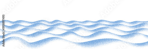 Vector drawing of sea waves, seamless border, , noisy texture