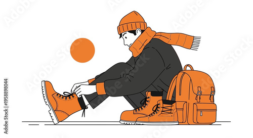 Autumnal Adventurer Prepares For Outdoor Exploration