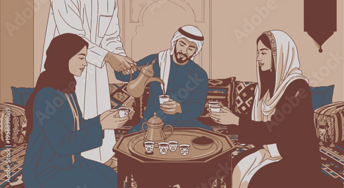 Arabic Coffee Ceremony with Traditional Clothing