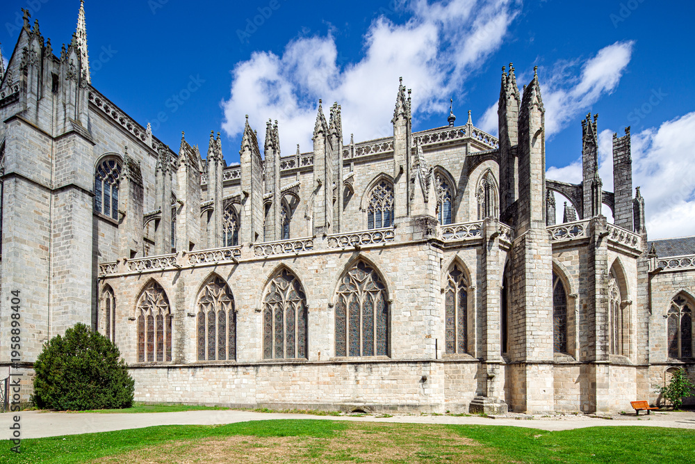 Fototapeta premium Saint-Corentin Cathedral Quimper, Brittany: Majestic French Gothic Exterior