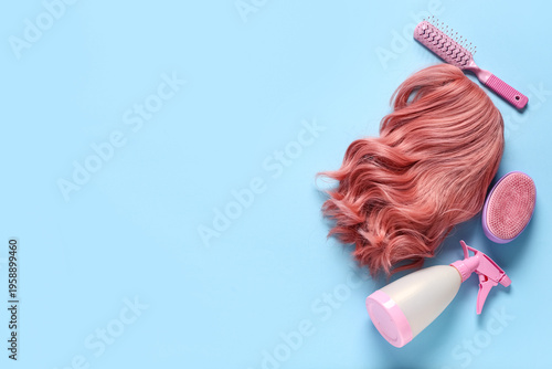 Beautiful pink wig with bru...