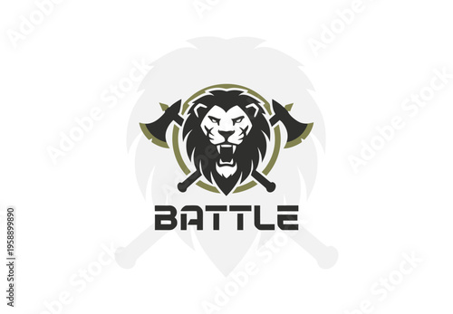 Axe and lion logo design and concept ide for branding.