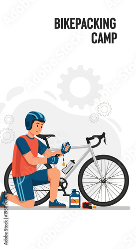 Bikepacking Camp Adventure Preparing Bicycle For Outdoor Expedition