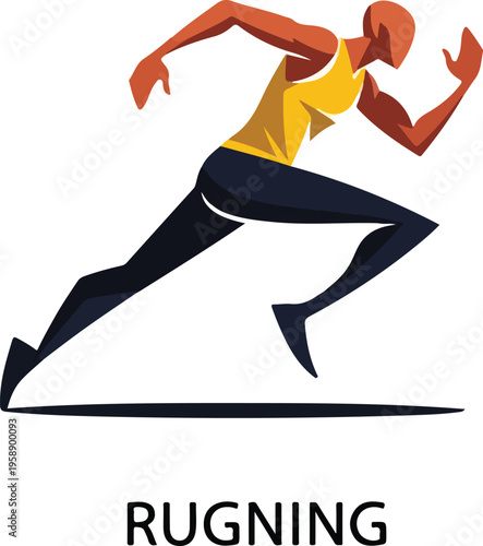 Dynamic vector illustration of a runner in full stride, symbolizing speed, athleticism, and achievement in sports and fitness, perfect for active lifestyle and competition themes