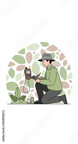 Botanical Research Scientist Studying Plant Health With Technology