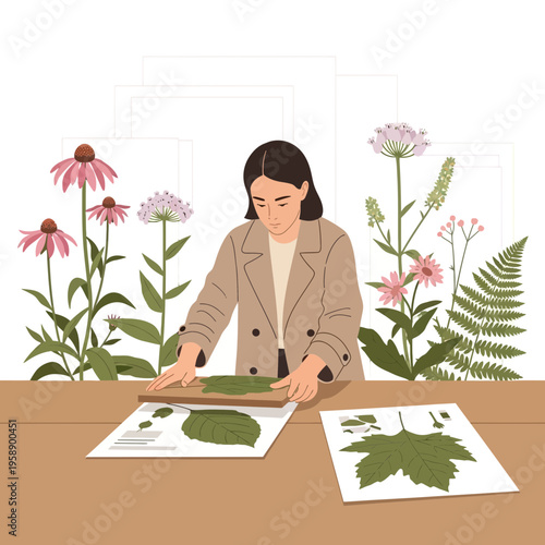 Botanist Studying Plant Specimens For Educational And Scientific Research