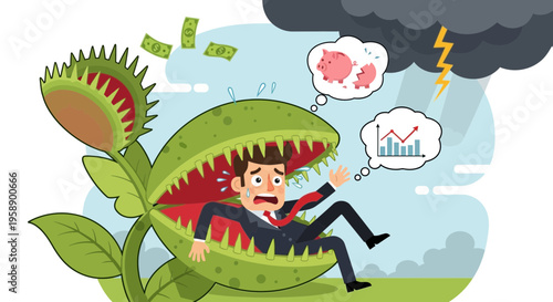Business Trap Financial Ruin Investment Danger Despair And Stormy Weather