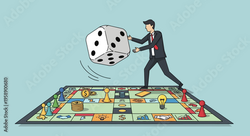 Businessman Takes A Gamble On A Board Game Of Fortune