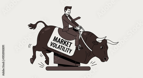 Businessman Grappling With Bull Market Volatility