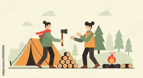 Campfire Companionship And Chores In The Wilderness