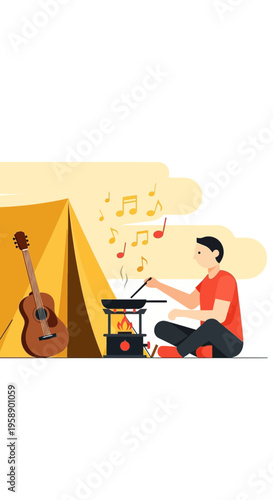Campfire Cooking Serenade Under Musical Skies