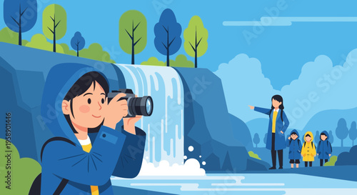 Capturing Natural Beauty A Joyful Expedition To A Majestic Waterfall