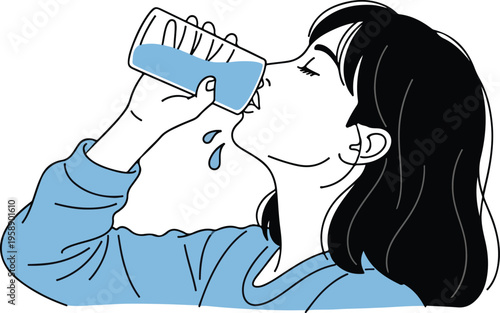 A Person Sipping Water From a Glass Showing Hydration and Refreshment