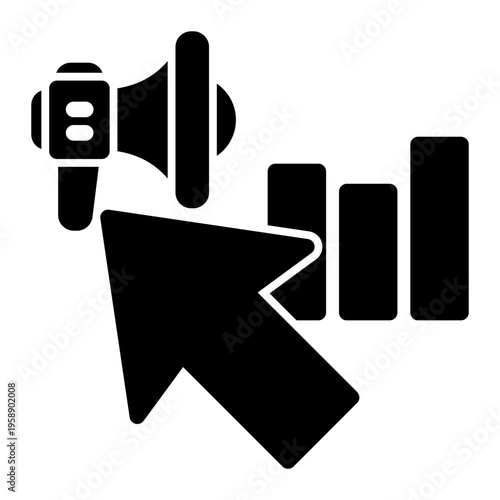 Online Advertising Internet Strategy icon from the Digital Business icon collection (Glyph Style)