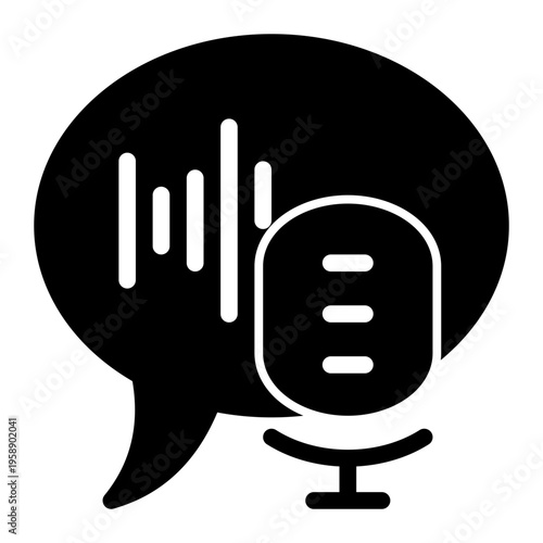 Audio Content Voice Broadcast icon from the Digital Business icon collection (Glyph Style)