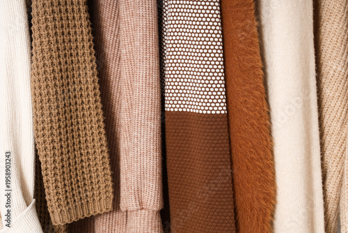 Warm sweaters as background...