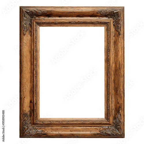 vintage rustic brown Ikea a4 picture frame white background no objects