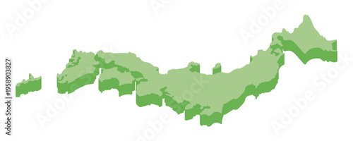 日本地図 3D アイソメトリック イラスト ベクター素材