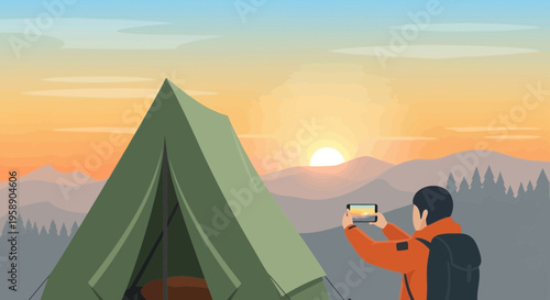 Capturing The Majestic Mountain Sunrise While Camping