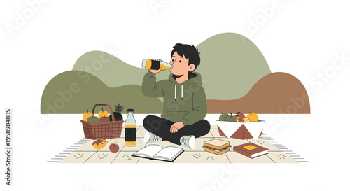 Casual Outdoor Refreshment And Relaxation With Scenic Backdrop