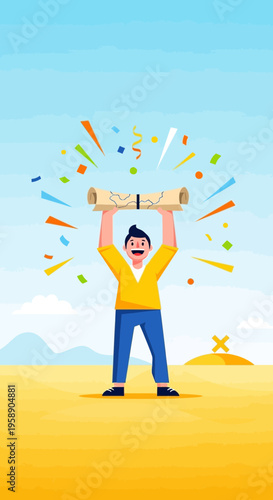 Celebration Of Achievement And Success With Confetti Explosion