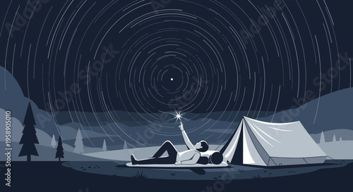 Celestial Wonder Awaits A Solo Wanderer Beneath The Starry Sky