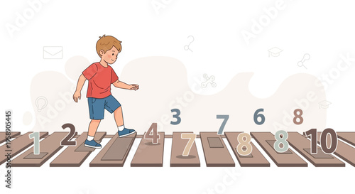Child Climbing Numerical Steps Towards Knowledge And Education Achievement