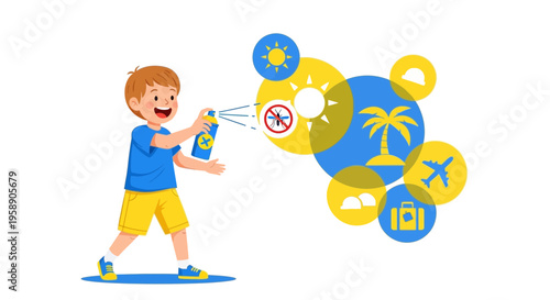 Child Protects Against Mosquitoes For Summer Travel Adventures