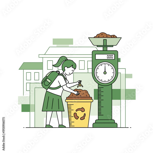 Child Weighing Compost For Sustainable Gardening Education And Recycling Initiative