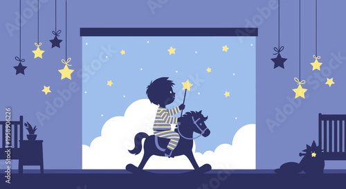 Childhood Wonder And Dreamy Night Sky Imagination