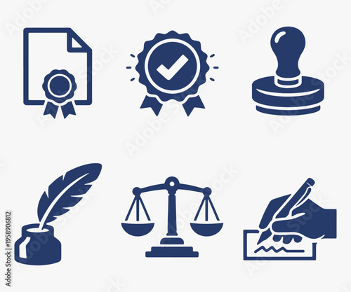 A set of Notarial Fee icons focuses on simplicity, elegance, and ease of recognition. Vector Sign for Logos, Labels, and Icons.