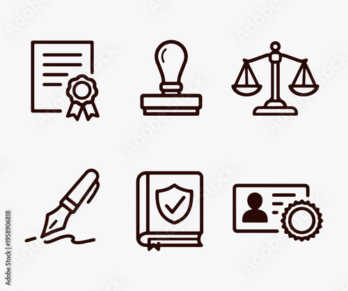 A set of Notarial Fee icons focuses on simplicity, elegance, and ease of recognition. Vector Sign for Logos, Labels, and Icons.