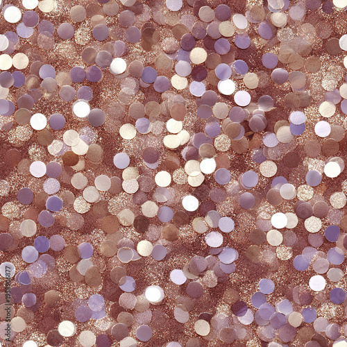 Rose gold sparkle overlay pattern with bokeh highlights creates festive and elegant background full of shimmering light and soft glowing circles for celebration design
