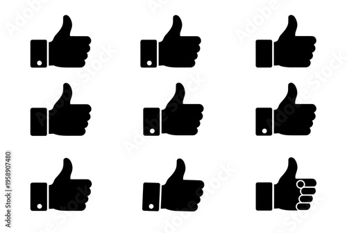 A collection of thumbs up icons in various styles are displayed