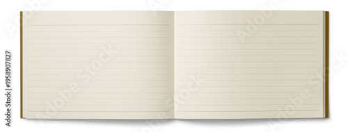 開かれた、横長のノートブック。メモ帳