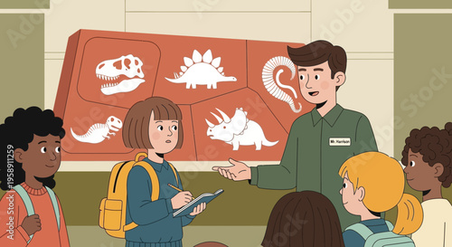 Children Learn About Dinosaurs At Museum Exhibition