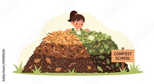 Children Learning About Composting And Sustainability With Worms And Organic Matter