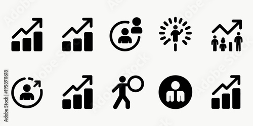 Business growth and teamwork icons.