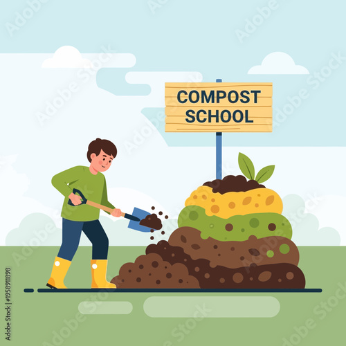 Compost School Education And Sustainable Practices For Organic Gardening Learning