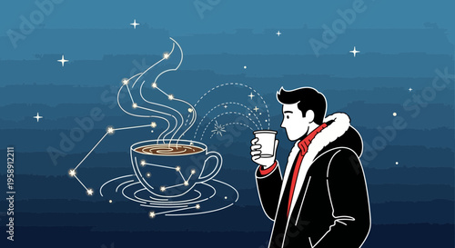 Cosmic Coffee Brewed Under Starlit Skies
