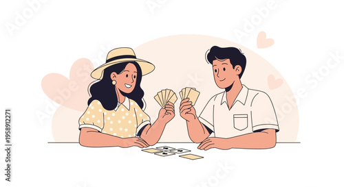 Couple Playing Cards Together Enjoying Leisure Time And Connection
