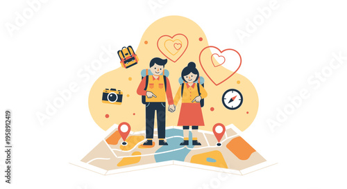 Couple Embarking On A Romantic Adventure Exploring The World Together