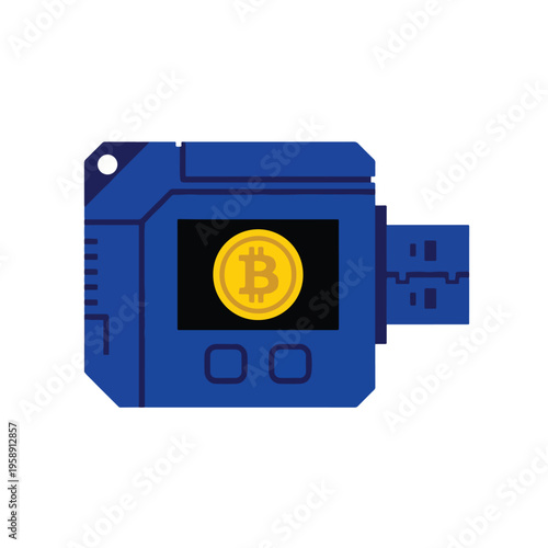 Hardware Crypto Wallet USB Security Device Concept Vector