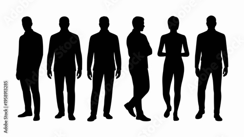 Silhouettes of diverse people standing.