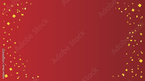 赤えんじ色の和風背景と金箔が左右に舞うフレームベクター素材