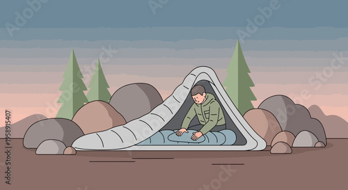 Cozy Camper Prepares For A Peaceful Night Outdoors