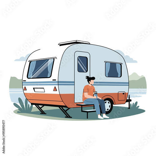 Cozy Camper Van Adventure Serene Outdoor Lifestyle Relaxing Getaway