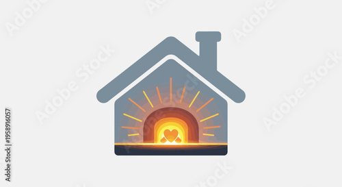 Cozy Home Hearth Radiating Warmth And Love Symbol