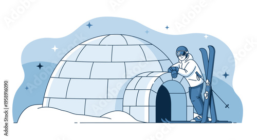 Cozy Igloo Retreat With Skier Ready For Adventure