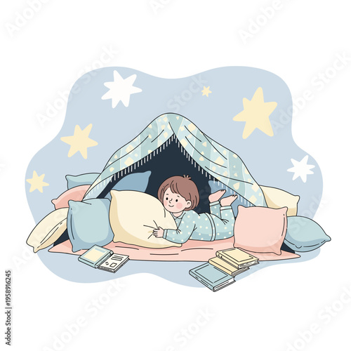 Cozy Childhood Den With Books And Stars A Whimsical Dreamscape For Little Explorers